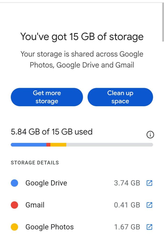 How to check gmail storage usage or space