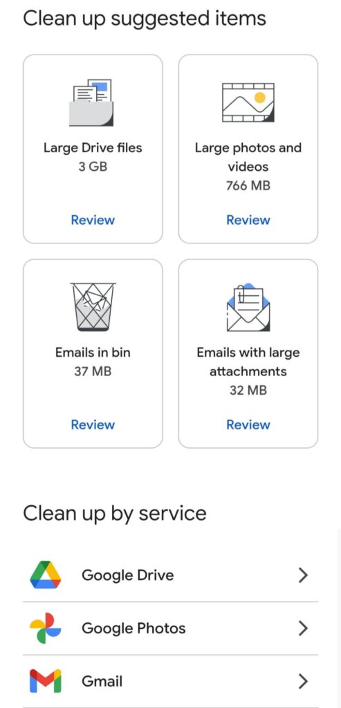 How to clean gmail storage by categories