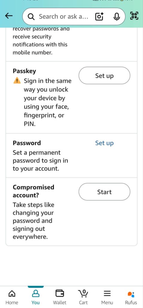 Amazon Passkey app setup