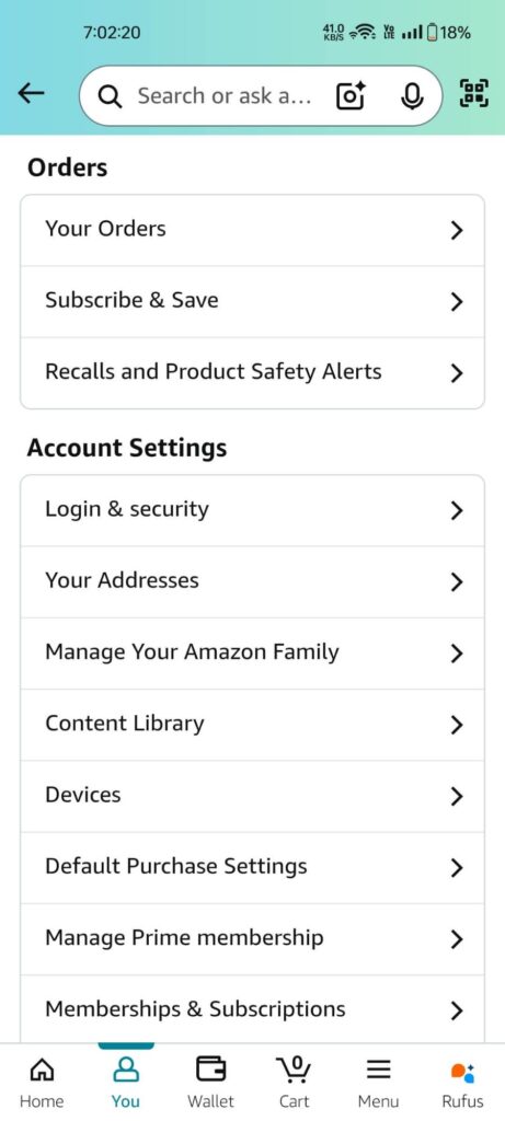 Amazon login & Security page